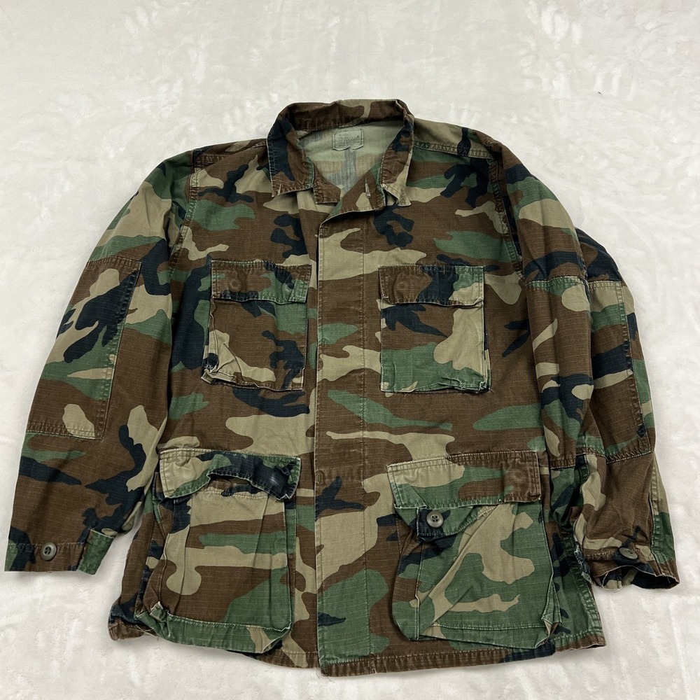 Carbon Hill Military Combat Coat Mens Small Regular Green Woodland Camo Ripstop